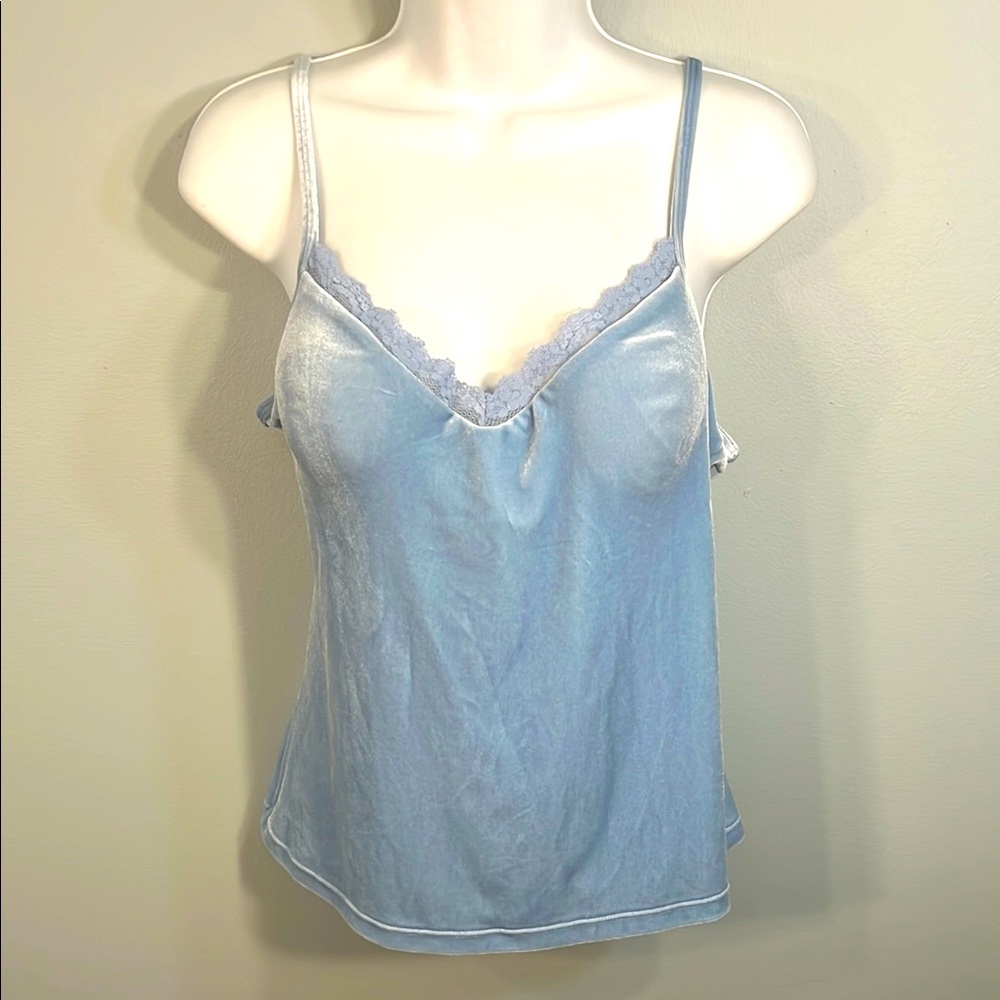 Light Blue Velvet Camisole Top Size 38B